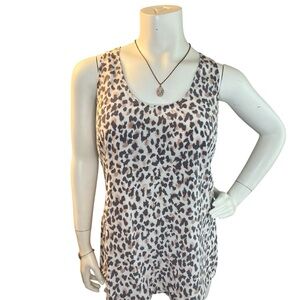 Joie White and Brown Cheetah Print Racerback Silk Tank Top Mobwife Preppy Girly